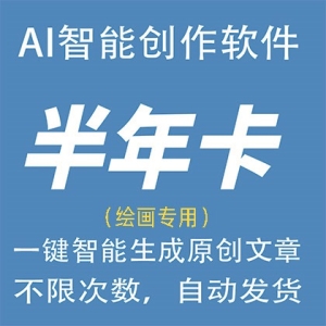 AI智能绘画半年卡AI自动生成原创图画，更有体验编程代码小说演讲总结问答生成器