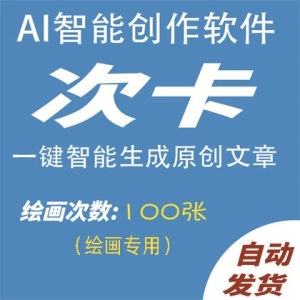 AI智能绘画100次卡AI自动生成原创图画，更有体验编程代码小说演讲总结问答生成器